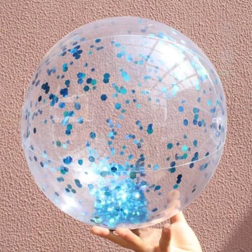 For Kids Outdoor Sports PVC Inflatable Water Play Portable Fun Glitter Confetti Games Pool Toys Photo Props Summer Beach Ball