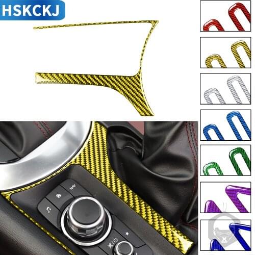 For Mazda MX-5 Miata Roadster Carbon Fiber Interior Car Accessories Center Console Multimedia Buttons Cover Sticker 2016+ MX5 ND
