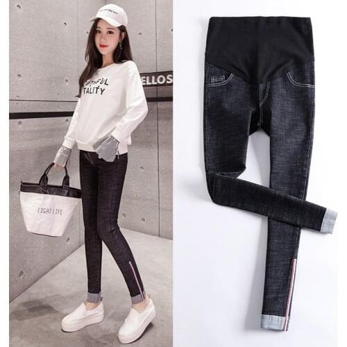 Pregnant womens denim trousers spring and autumn models of pregnant womens belly lift pants fashion all-match hot mom pants
