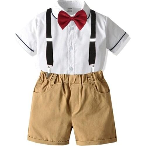 Children Clothes Kids Boy Bow Summer Bowknot T-Shirt Shorts 2pcs/Sets Toddler Fashion Clothing Sets Baby Party Dress