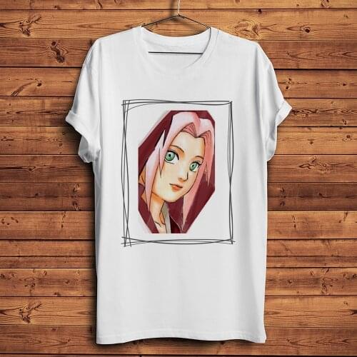 Kawaii Haruno Sakura funny anime t shirt men homme summer new white casual tshirt unisex Naruto streetwear Tee