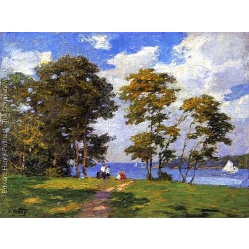 Oil painting Landscape by the Shore (or The Picnic) by Edward Henry Potthast High quality Hand painted Canvas Art Home Decor