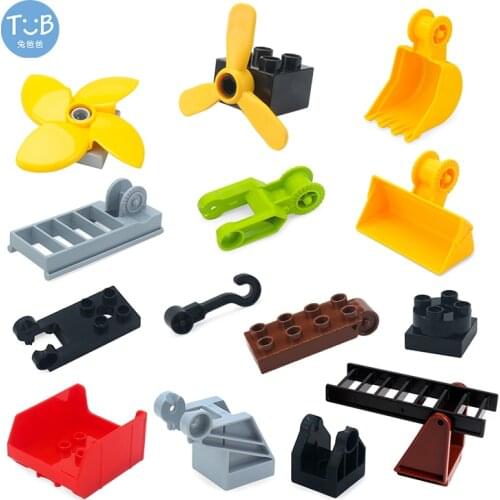 Duploed Block Traffic car Accessories Engineering crane Bulk Part Aircraft propeller Compatible Duplos Bricks Toys For Children