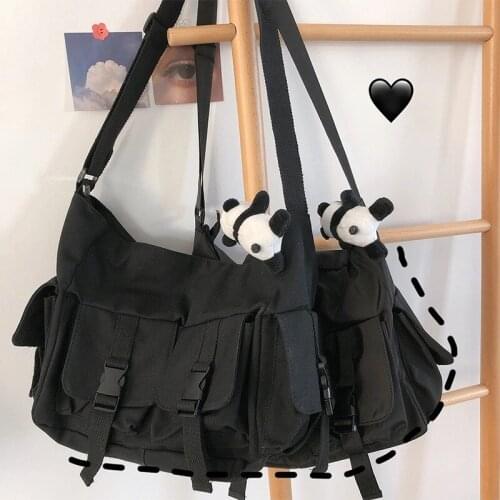 Korea new Ulzzang BF casual Harajuku gothic couple shoulder bag hip-hop man bags Y2k Vintage large-capacity women messenger bag