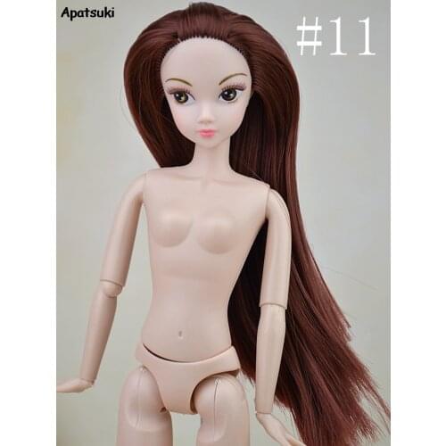 1/6 Doll Body + Long Hair Doll Head Doll Accessories for 1:6 BJD Dolls Dollhouse Naked Body for 11.5" Dolls Toys Kids Best Gifts