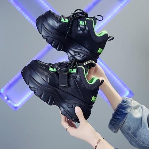 New Spring Chunky Sneakers For Women Fashion Ladies 7cm Wedges Designer Dad Casual Shoes Woman Leather Sports Platform Sneakers