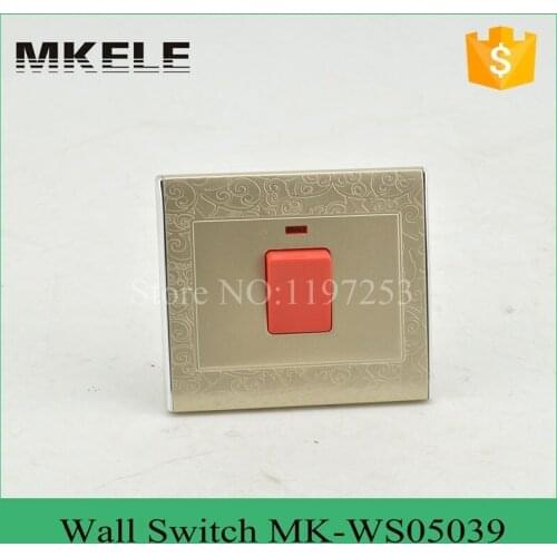 MK-WS05039 free shipping 20A wall mounted touch switch with neon,European standard light switch with led indicator