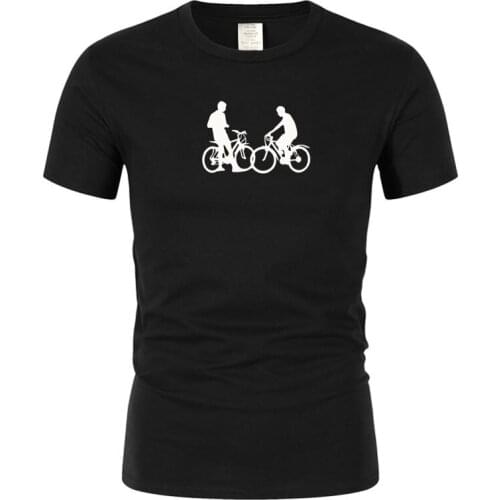 Mens fun printed two bikes are still exquisite bikes short sleeve short sleeve cotton casual