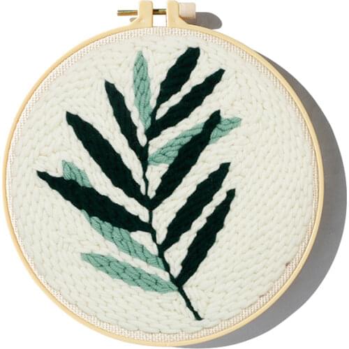 Leaf Punch Needle Embroidery Kit for Beginners Easy Embroidery DIY Needlework Wool Work Home Decor Anime Embroidery Kit