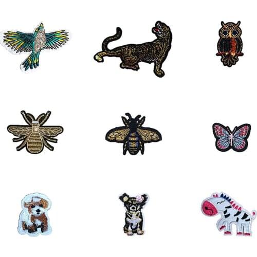 Embroidery Cartoon Animal Cat Dog Butterfly Hot melt adhesive Patches Clothing Iron on patch Stickers Badges DIY Accessories