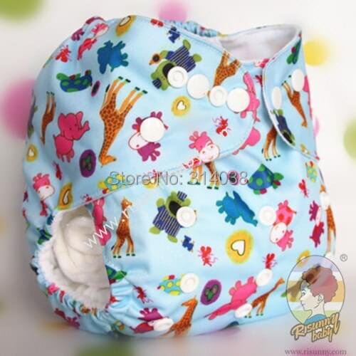 Newest desigen for risunnybaby 10 cloth diaper+10 bamboo insert Totall 20 pieces double row more buttons