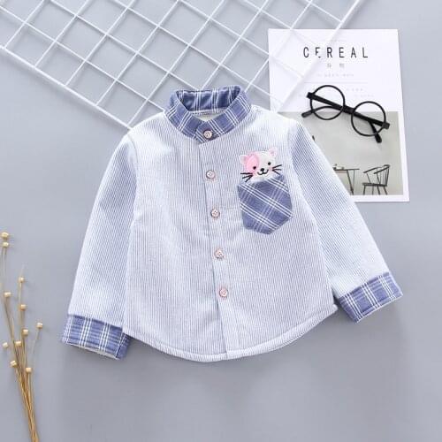 New Arrival Turn-down Collar Classic Children Kids Shirts Blouses Plush Inside Fur Warm Thick Cotton 1-5 Years Kid Top Tees