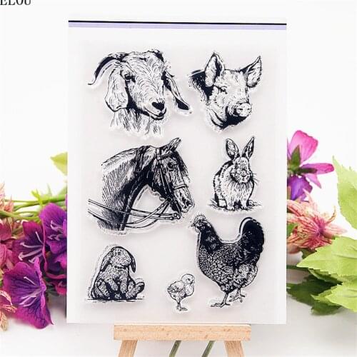 PANFELOU Animal head Transparent Silicone Rubber Clear Stamps cartoon for Scrapbooking/DIY Easter wedding album