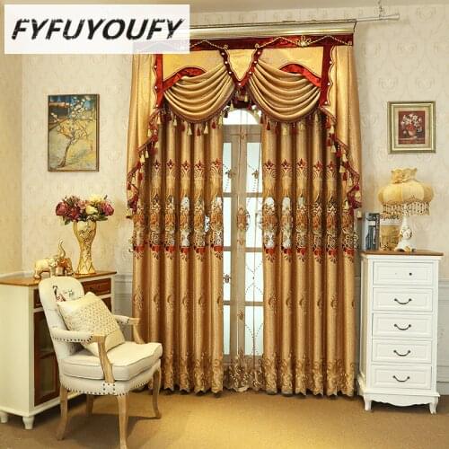 2 Color Europe Curtains for the Livingroom High-end curtains Embroidered Blackout Curtains for the Kitchen Window Curtain Drapes