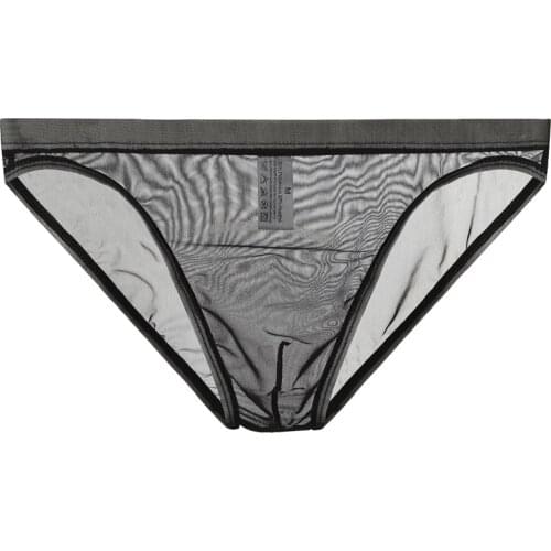 Sexy Men Mesh Underwear Penis Pouch Underpants Cuecas Man Transparent Ultra-thin Solid Color Briefs Calzoncillos Hombre Panties