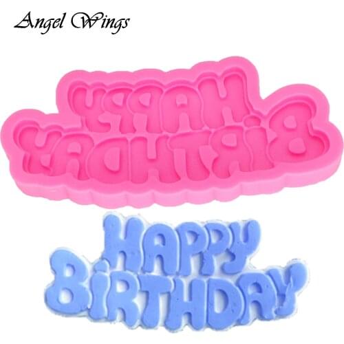 DIY Happy birthday letter form Silicone Molds Fondant Cake Decorating Tools Gumpaste Chocolate Cupcake Candy Clay Moulds F1333