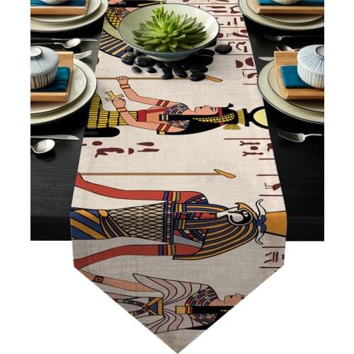Dining tablecloth Egyptian Mural Culture Ancient Table Runner Modern Table Runners for Wedding Party Decorarion Christmas Table