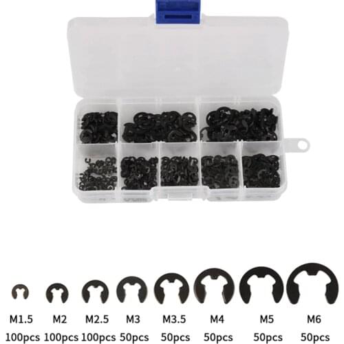 550Pcs M1.5 M2 M2.5 M3 M3.5 M4 M5 M6 Circlip Retaining Ring Sack Retainer E-Clip Washer Buckle-shaped Split Washers kit