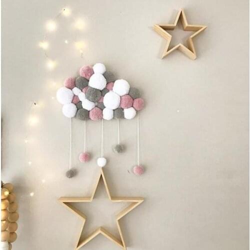 Kids Room Decoration Furball String Pendan Wall Hanging Decor For Children Room Nursery Room Decoration Soft Install Game House