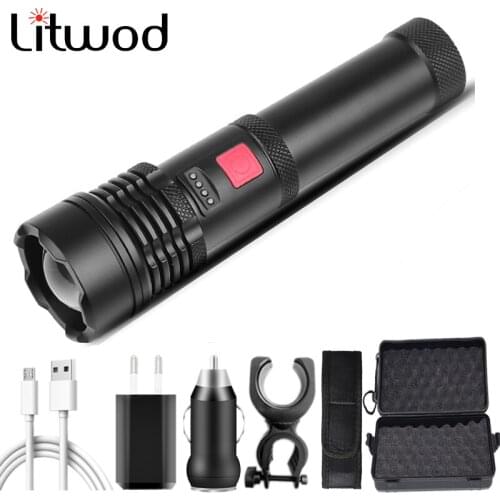 XHP50.2 Led Flashlight Zoomable Torch Built in 18650 USB Rechargeable Battery 2 in 1 Head Lamp Hard Bulbs Bike Light Litwod 20W