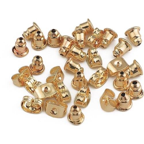 18K Gold Plated 50pcs Earring Studs Backs Stopper Scrolls Ear Post Butterfly Ear Plug Earring Backs For Jewelry Making Supplies