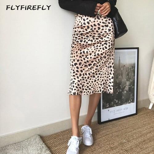 High waist skirts womens streetwear leopard long skirt elegant korean chiffon skirts vintage harajuku skirt summer 2020