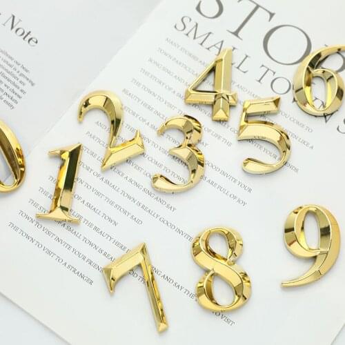 1pc Height 5cm Golden Home Sticker Address Door Label Gold Modern House Number #0-9 Hotel Apartment Door Plate