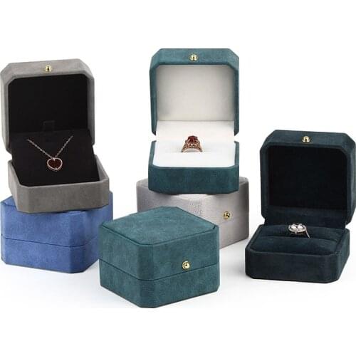 20 years new classic octagonal shape jewelry box, PU leather ring box, necklace box with decorative buckle free shipping