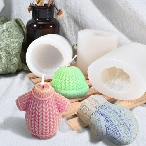 3pcs Candle Molds 3D Christmas Sweater Woolen Hat Gloves Silicone Mold Plaster Cake Chocolate Decorating DIY Mould S03 21