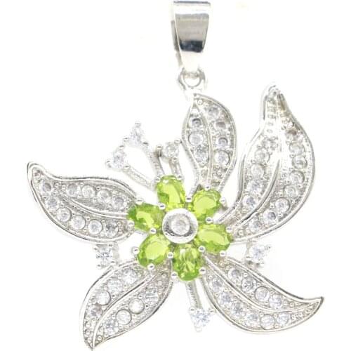 46x27mm Infinity Anniversary Created Flowers Shape London Blue Topaz For Sister Daily Wear Silver Pendant