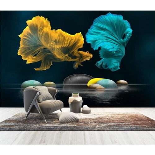 3d wall murals wallpaper for living room Modern stylish light luxury fish pebbles background decor photo wallpaper for walls 3 d