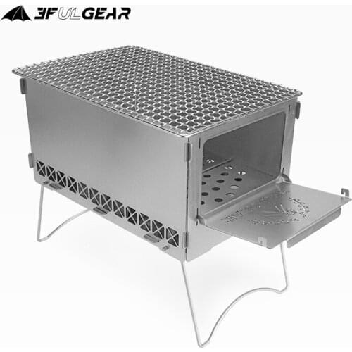 3F UL GEAR Camping Stove Barbecue Grill Titanium Wood Stove Stainless Steel BBQ Grill Outdoor Hiking Picnic Tableware