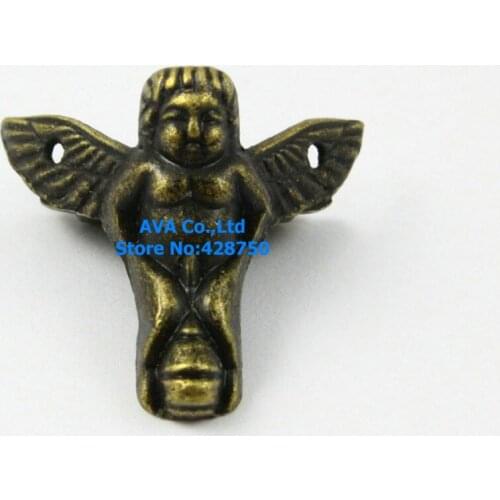 4 Antique Brass Decorative Feet Jewelry Box Feet Case Leg 30x27mm with Screws