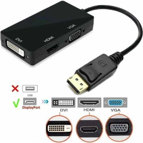 400pcs/lot* Multi-function 3 in 1 1080P displayport DP to HDMI DVI VGA adapter converter cable For PC Laptop