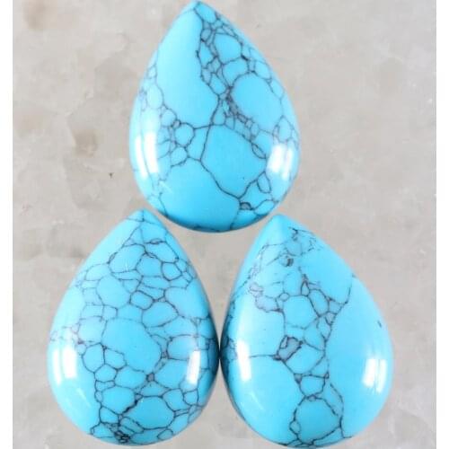 5Pcs Cabochon CAB Natural Stone No Drilled Hole Water Drop Bead for Men Women DIY Jewelry Making Necklace Ring Blue Howlite Bead