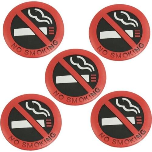 5 Pcs Soft Plastic No Smoking Sign Wall Window Car Sticker Decal