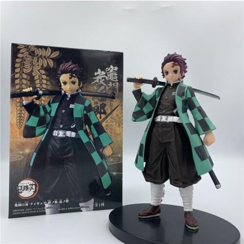 Demon Slayer Kimetsu no Yaiba Kamado Tanjirou Holding Sword Hold Standing Ver. PVC Action Figure Tanjirou Nezuko Model Toy 17cm