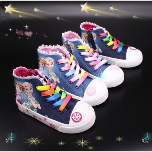 Childrens 2021 Disney cartoon Minnie Mickey summer Girls canvas shoes, casual, non-slip, fashionable running shoes, Size 25-36