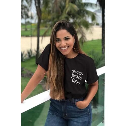 Grace peace love jesus Christian t-shirt funny Fashion quote women graphic aesthetic grunge 100% Cotton unisex tee top tshirts