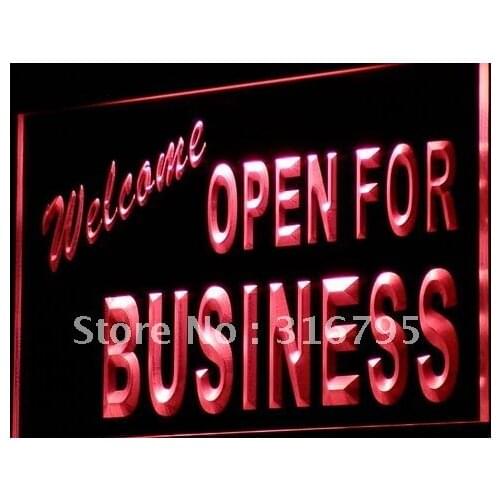 I751 Welcome OPEN For Business Shop LED Neon Light Light Signs On/Off Switch 20+ Colors 5 Sizes
