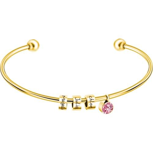 Personalized Custom Name Letter Beads Bracelet Customized 12 Color Birthstone Stainless Steel Bracelet New Handmade Jewelry Gift