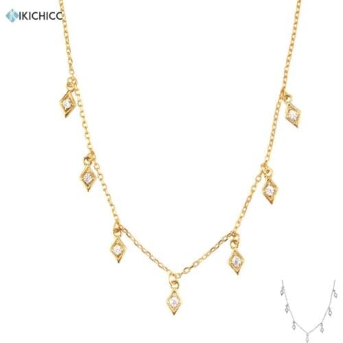 KIKICHICC 925 Sterling Silver Square Charm Choker Long Pendant Fashion Fine Jewelry 2021 Wedding Crystal Jewelry Party Women