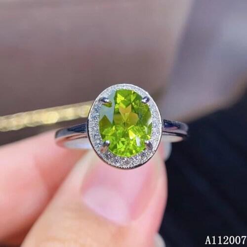 KJJEAXCMY fine jewelry 925 sterling silver inlaid natural Peridot ring delicate new female gemstone ring classic support test