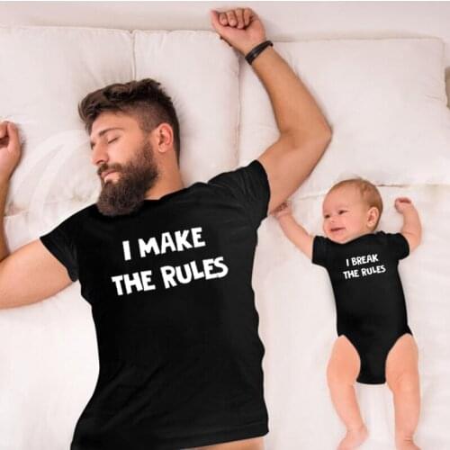 2021 Dad Daughter TShirt Daddy Baby Girl Boy Romper Clothes Girls Outfits Love I Make The Rules Family Matching Clothes Outfits
