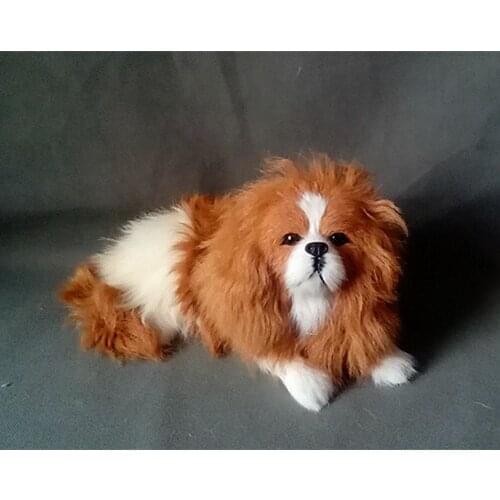 Simulation cute lying King Charles dog 25x8x12cm model polyethylene&furs dog model home decoration props ,model gift d309