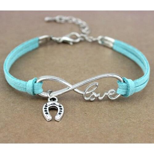 2018 Fashion Cowboy Cowgirl Unisex Antique Silver Infinity Love Horseshoe Charm Womens Bracelets for Women