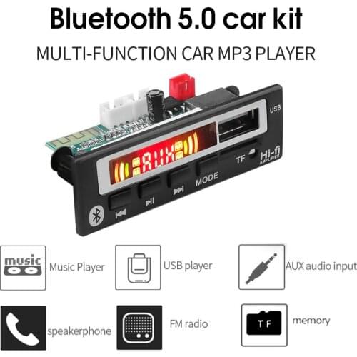 MP3 Module Bluetooth5.0 MP3 WMA WAV Decoder Board 5V 12V Wireless Audio Module Color Screen USB TF FM Radio For Car Accessories