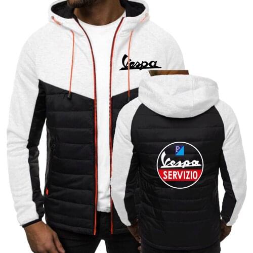 Vespa Logo 2021 Fashion Hoody Spliced Jackets Printed Men Hoodies Casual Coat Hooded Fleece Streetwear Clothes