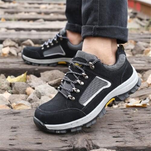 Men Steel Toe Puncture-proof Male Safety Work Shoes Outdoor Sneakers Wear-resistant Deodorant Soft-bottomed Boots Drop Shipping