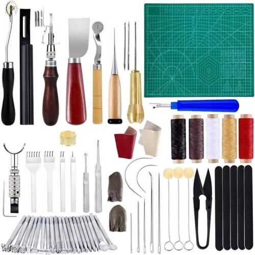 LMDZ Practical Leather Tools 60 PCS Complete Craft Sewing Kit for Beginner/Professional- Leather Crafting Kit for Bookbinding